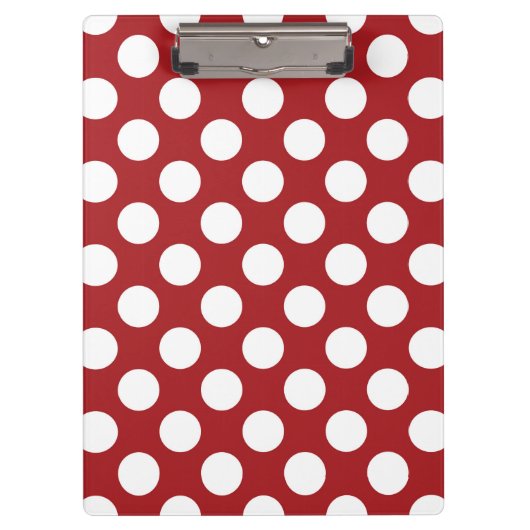 Rote Polka-Punkte, Polka-Dottern-Muster, Punkte, g Klemmbrett (Vorderseite)