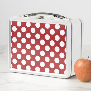 Rote Polka-Punkte, Polka-Dottern-Muster, Punkte, g Metall Brotdose