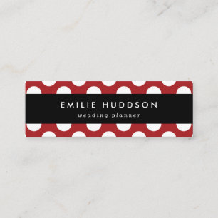 Rote Polka-Punkte, Polka-Dottern-Muster, Punkte, g Mini Visitenkarte