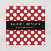 Rote Polka-Punkte, Polka-Dottern-Muster, Punkte, g Quadratische Visitenkarte (Vorderseite)