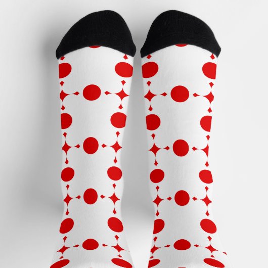 Rote Polka-Punkte, Polka-Dottern-Muster, Punkte, g Socken (Oben)