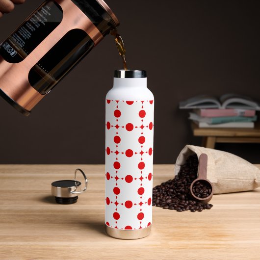 Rote Polka-Punkte, Polka-Dottern-Muster, Punkte, g Trinkflasche (Kaffee)