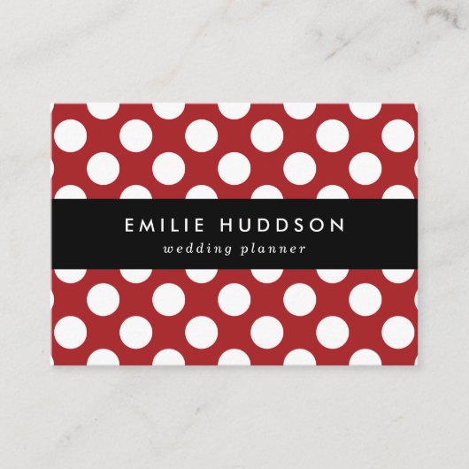 Rote Polka-Punkte, Polka-Dottern-Muster, Punkte, g Visitenkarte (Vorderseite)