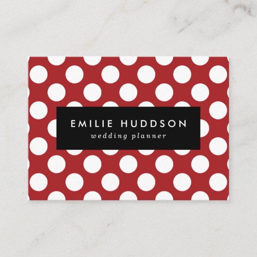 Rote Polka-Punkte, Polka-Dottern-Muster, Punkte, g Visitenkarte (Vorderseite)
