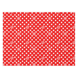 Rote Polka-Punkte und Schneeflocken Tischdecke