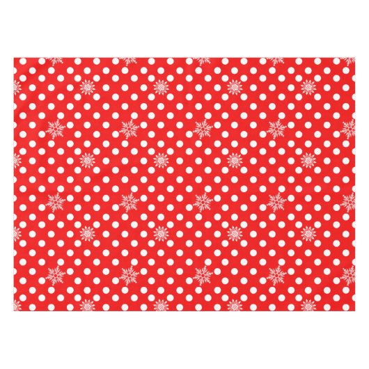 Rote Polka-Punkte und Schneeflocken Tischdecke (Vorderseite (Horizontal))