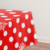 Rote Polka-Punkte und Schneeflocken Tischdecke (Beispiel)
