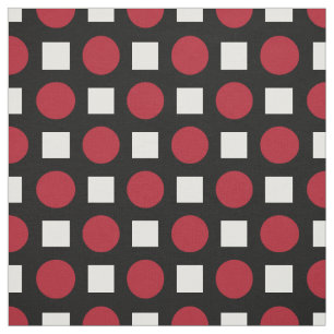 Rote Polka-Punkte und weiße Quadrate Stoff