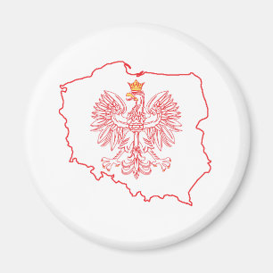 Rote Polnische Karte mit Adler Magnet