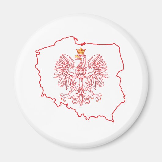 Rote Polnische Karte mit Adler Magnet (Vorne)