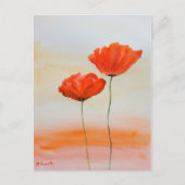 Rote Popkuchen Blume Aquarellmohn Postkarte (Vorderseite)