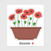 Rote Popkuchen in einem Terracotta Planter Aufkleber (Blatt)