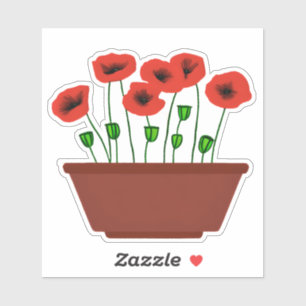 Rote Popkuchen in einem Terracotta Planter Aufkleber