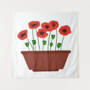 Rote Popkuchen in einem Terracotta Planter Wandteppich