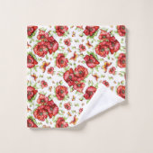 Rote Popkuchen mit grünen Blättern auf weißem Hint Badhandtuch Set (Waschlappen)