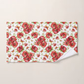 Rote Popkuchen mit grünen Blättern auf weißem Hint Badhandtuch Set (Handtuch)