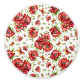 Rote Popkuchen mit grünen Blättern auf weißem Hint Keramikknauf (Vorderseite)