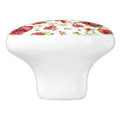 Rote Popkuchen mit grünen Blättern auf weißem Hint Keramikknauf (Seitenansicht)