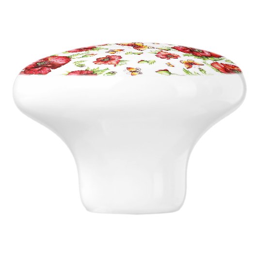 Rote Popkuchen mit grünen Blättern auf weißem Hint Keramikknauf (Seitenansicht)