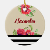 Rote Popkuchen Wasserfarben Botanische Kunst, Dich Keramikornament (Vorne)