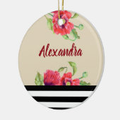 Rote Popkuchen Wasserfarben Botanische Kunst, Dich Keramikornament (Links)