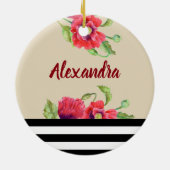 Rote Popkuchen Wasserfarben Botanische Kunst, Dich Keramikornament (Hinten)