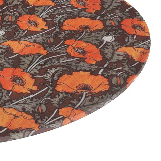 ROTE POPPIEN IN SCHWARZ-WEISSEM Mohnfeld Schneidebrett (Ecke)