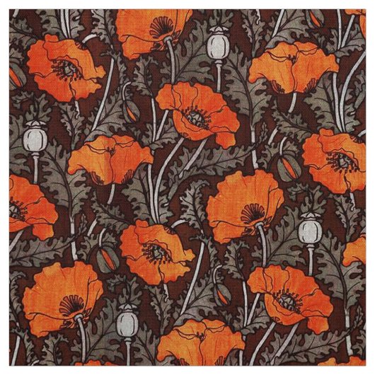 ROTE POPPIEN IN SCHWARZ-WEISSEM Mohnfeld Stoff (Muster)