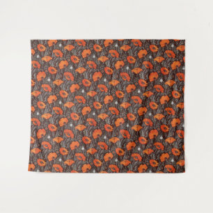 ROTE POPPIEN IN SCHWARZ-WEISSEM Mohnfeld Wandteppich