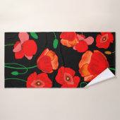 Rote Poppies auf der schwarzen Hintergrunddarstell Badehandtuch (Badehandtuch)