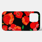 Rote Poppies auf der schwarzen Hintergrunddarstell Case-Mate iPhone Hülle (Rückseite (Horizontal))