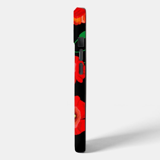 Rote Poppies auf der schwarzen Hintergrunddarstell Case-Mate iPhone Hülle (Rückseite / Links)