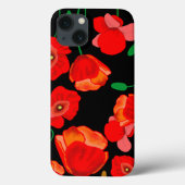 Rote Poppies auf der schwarzen Hintergrunddarstell Case-Mate iPhone Hülle (Rückseite)