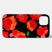 Rote Poppies auf der schwarzen Hintergrunddarstell Case-Mate iPhone Hülle (Rückseite (Horizontal))