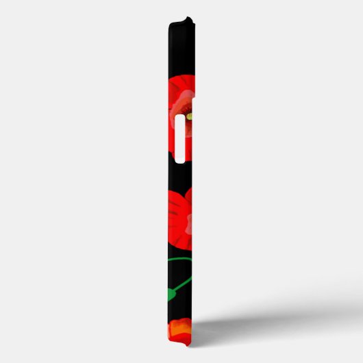 Rote Poppies auf der schwarzen Hintergrunddarstell Case-Mate iPhone Hülle (Rückseite / Rechts)