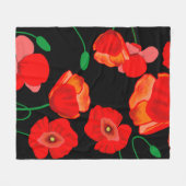 Rote Poppies auf der schwarzen Hintergrunddarstell Fleecedecke (Vorderseite (Horizontal))