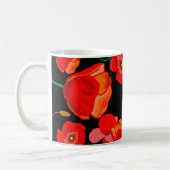 Rote Poppies auf der schwarzen Hintergrunddarstell Kaffeetasse (Links)
