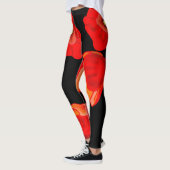 Rote Poppies auf der schwarzen Hintergrunddarstell Leggings (Links)