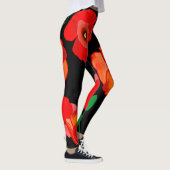 Rote Poppies auf der schwarzen Hintergrunddarstell Leggings (Rechts)