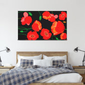 Rote Poppies auf der schwarzen Hintergrunddarstell Leinwanddruck (Insitu (Schlafzimmer))