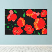 Rote Poppies auf der schwarzen Hintergrunddarstell Leinwanddruck (Insitu (Holzboden))