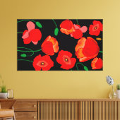 Rote Poppies auf der schwarzen Hintergrunddarstell Leinwanddruck (Insitu (Wohnzimmer))