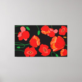 Rote Poppies auf der schwarzen Hintergrunddarstell Leinwanddruck