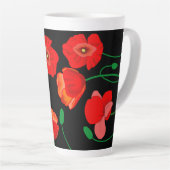 Rote Poppies auf der schwarzen Hintergrunddarstell Milchtasse (Rechte Ecke)
