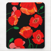 Rote Poppies auf der schwarzen Hintergrunddarstell Mousepad (Vorne)