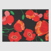 Rote Poppies auf der schwarzen Hintergrunddarstell Seidenpapier (Vorderseite)