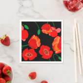 Rote Poppies auf der schwarzen Hintergrunddarstell Serviette (Beispiel)