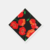 Rote Poppies auf der schwarzen Hintergrunddarstell Serviette (Ecke)