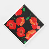 Rote Poppies auf der schwarzen Hintergrunddarstell Serviette (Ecke)