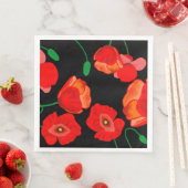 Rote Poppies auf der schwarzen Hintergrunddarstell Serviette (Beispiel)